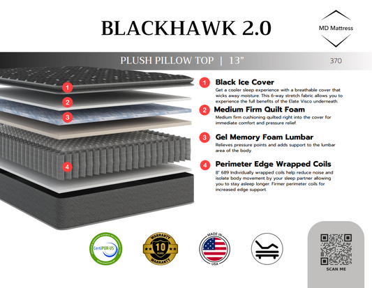 MD MATTRESS BLACKHAWK 2.0 PILLOW TOP 370