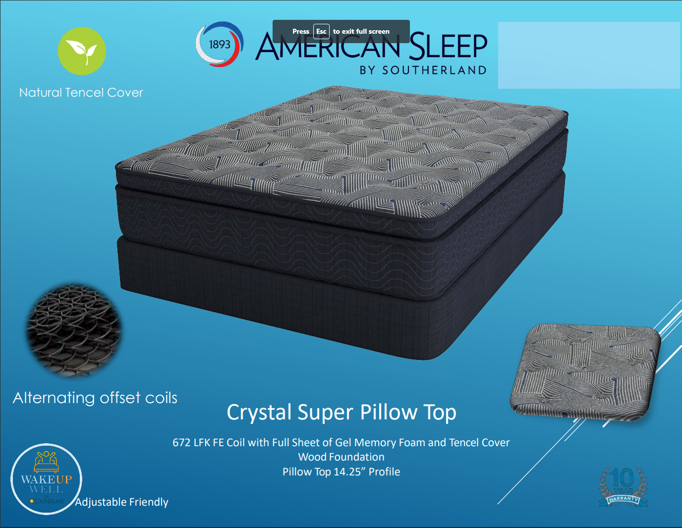 American Sleep by Southerland Crystal Pillow Top