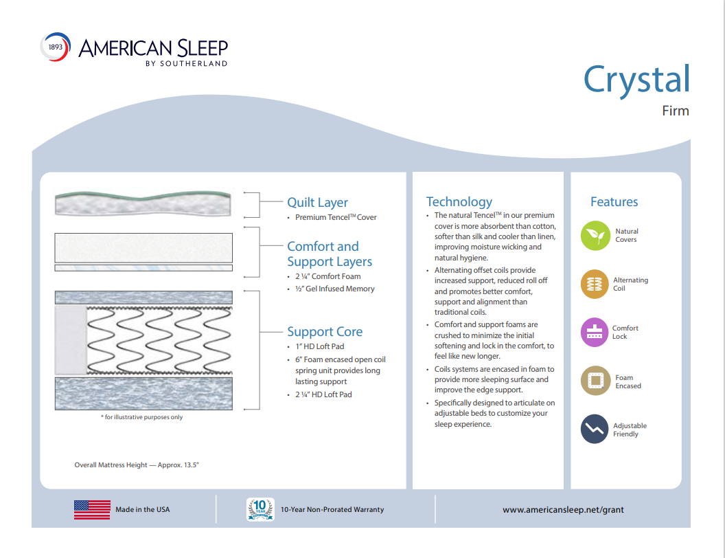 American Sleep by Southerland Crystal Firm