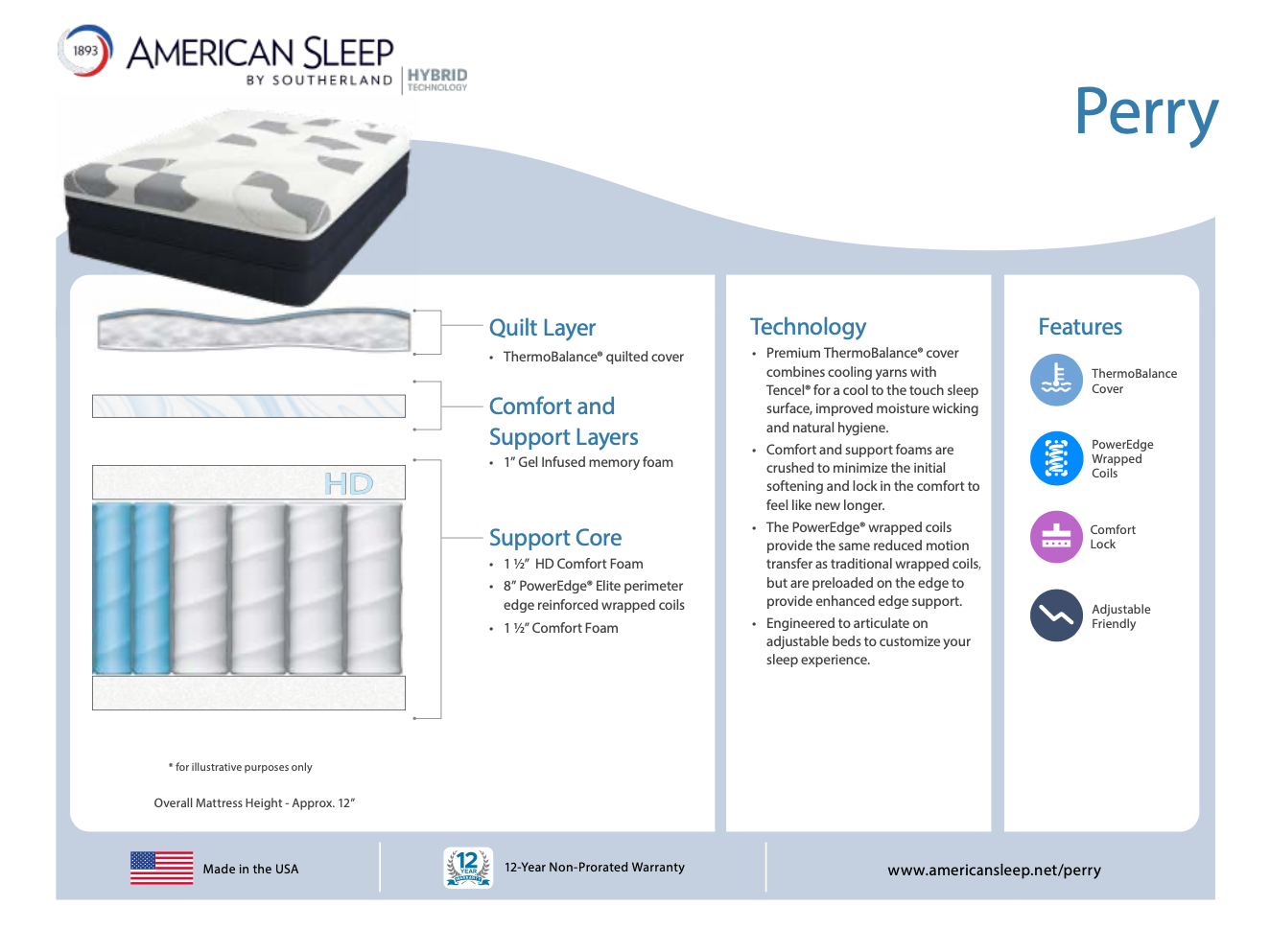 Southerland American Sleep Perry Hybrid Plush