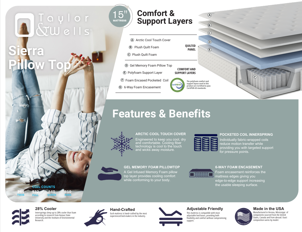 Taylor & Wells Sierra Cushion Pillow Top