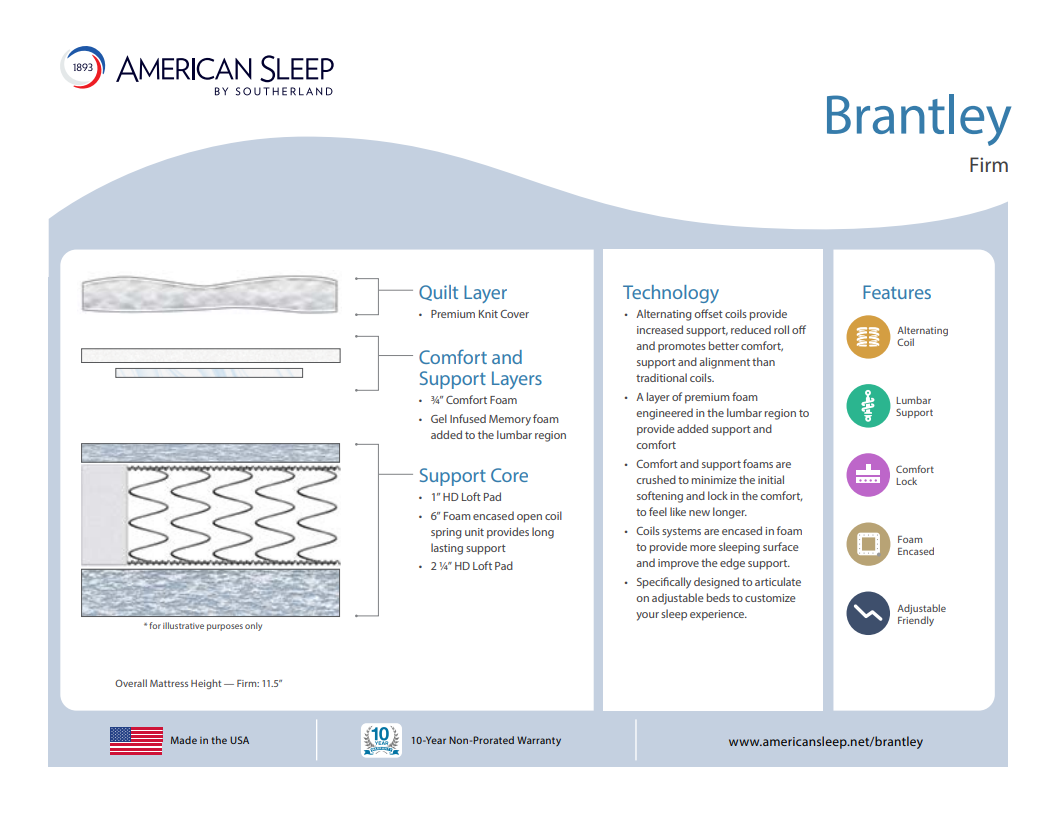 Southerland American Sleep Brantley Firm