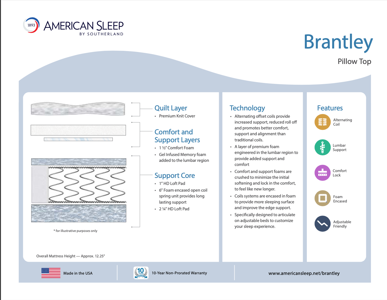 Southerland American Sleep Brantley Pillow Top
